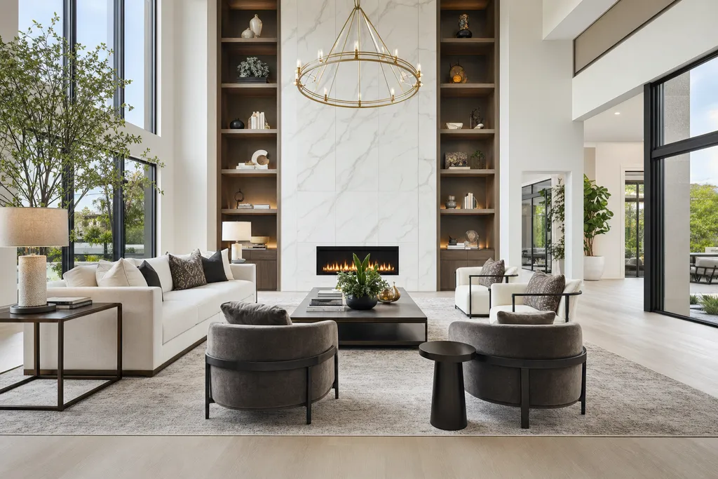 Sala amueblada en estilo Luxury, generada con el Studio de estaila